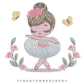 Graceful Little Ballerina Embroidery Design - 7 Sizes | FineryEmbroidery - FineryEmbroidery